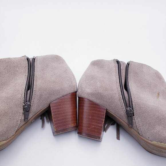 Vionic Women's 8.5 Faros Fringed Bootie Taupe Suede Waterproof Comfort Size Zip - Picture 11 of 11